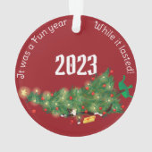 Grappige Kerstboom Kat Custom 2 Scène Ornament (achterkant)