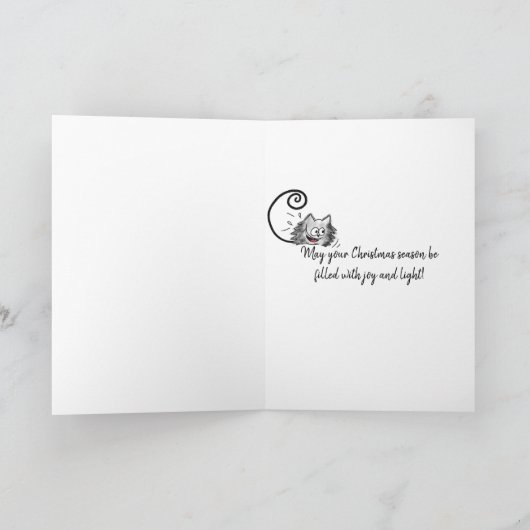 Grappige Kerstboom Kat Kat cartoon Feestdagen Kaart (Binnen)