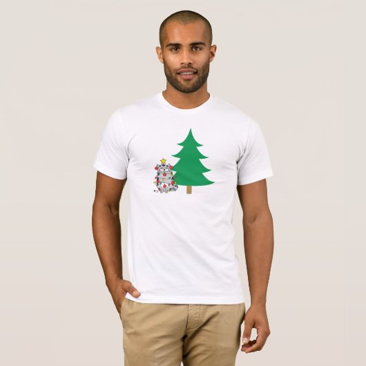 Grappige Kerstboom Kerstverlichting T-shirt (Voorkant volledig)