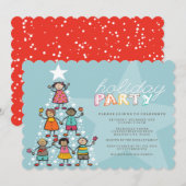 Grappige kerstboom Kinder feestdag Uitnodigen Kaart (Voorkant / Achterkant)