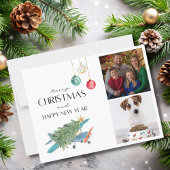 Grappige kerstboom op vliegtuig 2 Familiefoto's Briefkaart