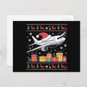 Grappige kerstboom Santa Ugly Vliegtuig Feestdagenkaart (Voorkant / Achterkant)