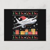 Grappige kerstboom Santa Ugly Vliegtuig Feestdagenkaart (Voorkant)