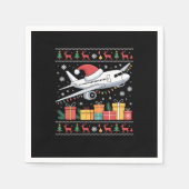 Grappige kerstboom Santa Ugly Vliegtuig Servet (Voorkant)