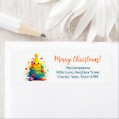 Grappige kerstboom terug adres labels (Insitu)