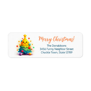 Grappige kerstboom terug adres labels