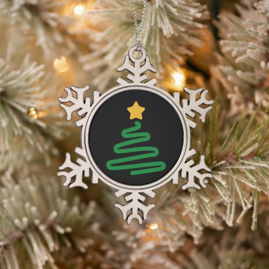 Grappige Kerstboom Tin Sneeuwvlok Ornament (Boom)