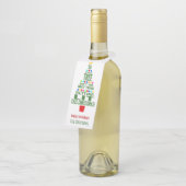 Grappige kerstboom wordt aangestoken | Wijn Flessenhanger (Schuin)