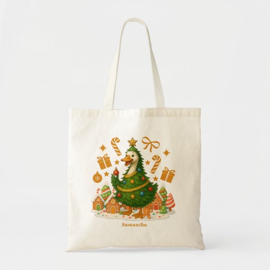 Grappige kerstboomgans | Vakantie Tote Bag (Voorkant)