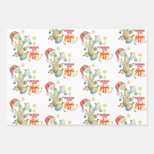Grappige Kerstcactus Covid 2020 Inpakpapier Vel (Voorkant 3)
