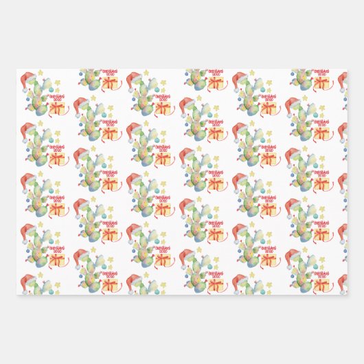 Grappige Kerstcactus Covid 2020 Inpakpapier Vel (Voorkant 2)