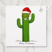 Grappige kerstcactus met kerstmuts en -bril bedankjes labels (Achterkant)