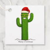 Grappige kerstcactus met kerstmuts en -bril bedankjes labels (Voorkant)