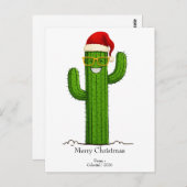 Grappige kerstcactus met kerstmuts en -bril briefkaart (Voorkant / Achterkant)