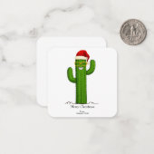 Grappige kerstcactus met kerstmuts en -bril notitiekaartje (Voorkant / Achterkant in situ)