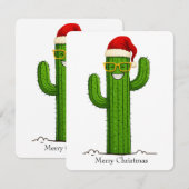 Grappige kerstcactus met kerstmuts en -bril RSVP kaartje (Voorkant / Achterkant)