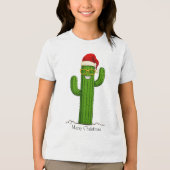 Grappige kerstcactus met kerstmuts en -bril Tri-Blend shirt (Voorkant)