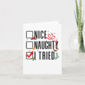 Grappige kerstcadeaus Kerstman lijst Leuke stoute  Kaart (Voorkant)
