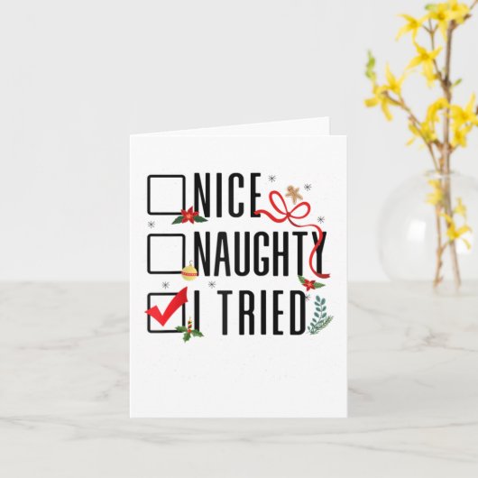 Grappige kerstcadeaus Kerstman lijst Leuke stoute  Kaart (Gele Bloem)