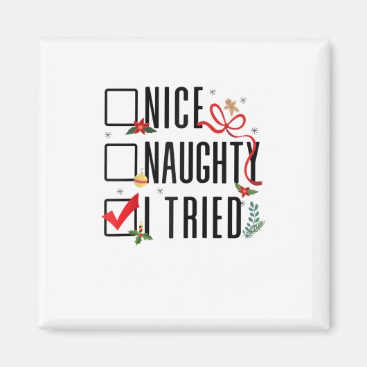 Grappige kerstcadeaus Kerstman lijst Leuke stoute Magneet (Voorkant)