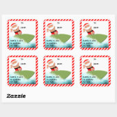Grappige kerstcadeautags vierkante sticker (Vel)