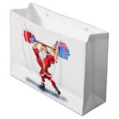 Grappige Kerstcadeautas met bodybuilder Kerstman Groot Cadeauzakje (Voorkant Gekanteld)