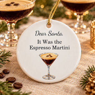 Grappige Kerstcocktail Esprersso Martini Keramisch Ornament