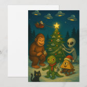 Grappige kerstcomplot feestdagenkaart (Voorkant / Achterkant)