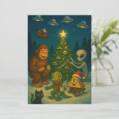 Grappige kerstcomplot feestdagenkaart (Staand voorkant)