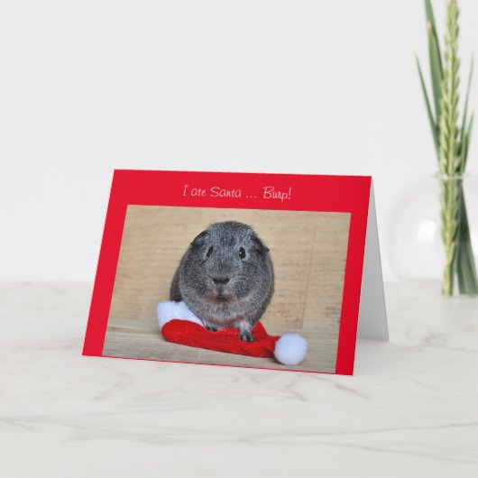 Grappige Kerstdag Cavia at Santa aangepast Feestdagen Kaart (Voorkant)