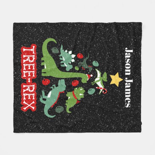 grappige kerstdinosaurus kinder feestdag fleece deken (Voorkant (Horizontaal))