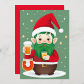 Grappige Kerstelf Plat Kerstkaart (Voorkant / Achterkant)