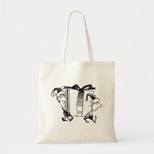 Grappige kerstelven met gigantisch Cadeau Tote Bag (Voorkant)