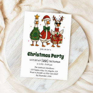 Grappige kerstfeest uitnodiging   Feestelijke eend
