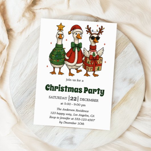 Grappige kerstfeest uitnodiging | Feestelijke eend