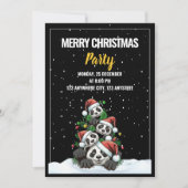 Grappige kerstfeest uitnodiging ,Panda Kerstmis  (Voorkant)
