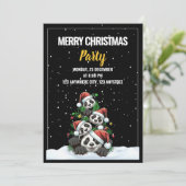 Grappige kerstfeest uitnodiging ,Panda Kerstmis  (Staand voorkant)