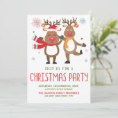 Grappige Kerstfeest Uitnodiging Rendier (Staand voorkant)