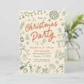 Grappige kerstfeest uitnodiging, vakantie kaart (Staand voorkant)