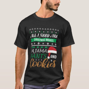 grappige kerstfilms pajama broek koekjes woord t-shirt