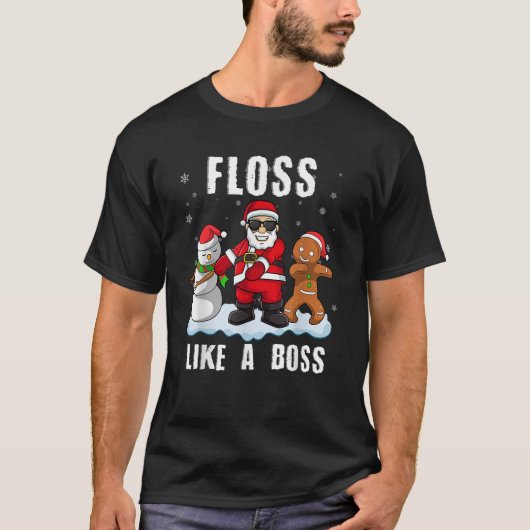 Grappige kerstfloss als een baas Santa Raft Santa T-shirt (Voorkant)