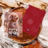 Grappige Kerstfoto met Harige en Heldere Hond Feestdagenkaart