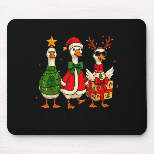 Grappige Kerstgans Jollige Ganzen Kerstman Rendier Muismat (Voorkant)