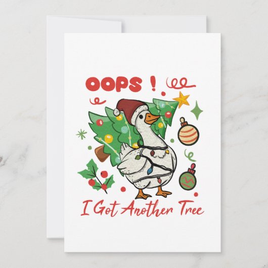 Grappige Kerstgans Kaart – Oops (Voorkant)