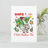 Grappige Kerstgans Kaart – Oops (Staand voorkant)