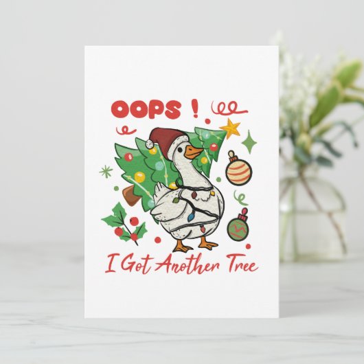Grappige Kerstgans Kaart – Oops (Staand voorkant)