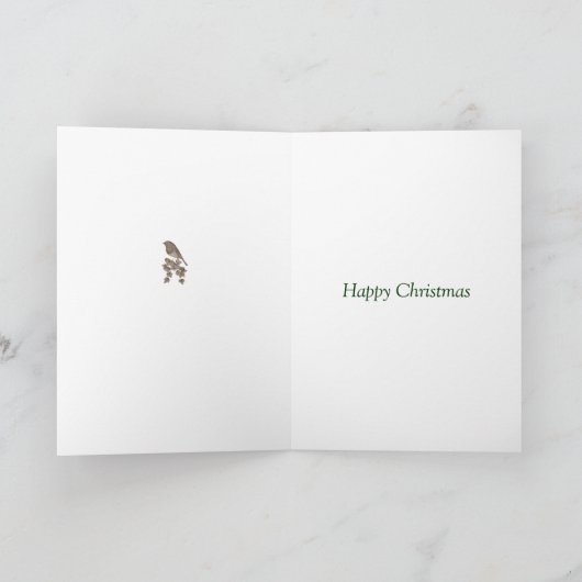 grappige kerstgedicht robin en xmas tree feestdagen kaart (Binnen)