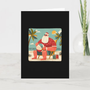 Grappige Kerstgrafiek Met Strandkerstman En Vakant Kaart