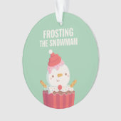 Grappige Kerstgrap, Bevroren Sneeuwman Cupcake Ornament (voorkant)