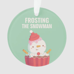 Grappige Kerstgrap, Bevroren Sneeuwman Cupcake Ornament